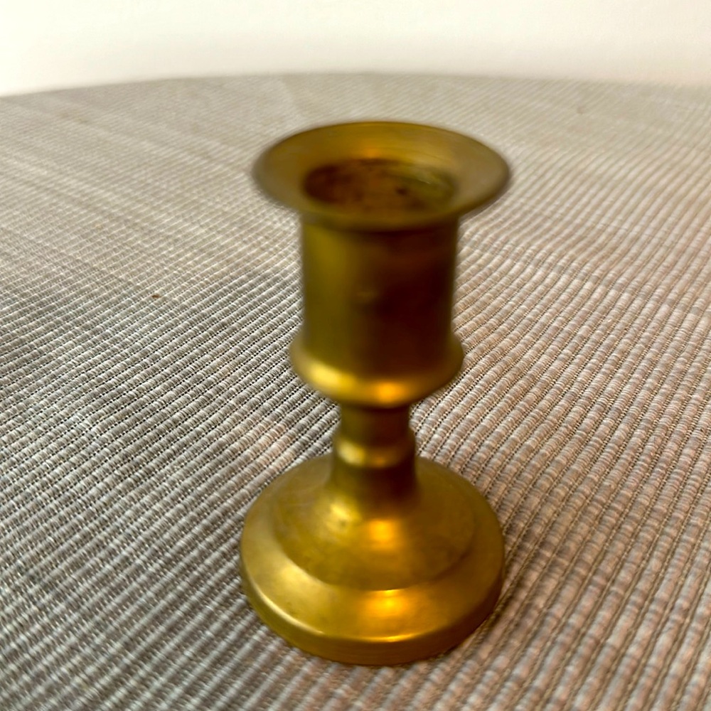 Vintage solid, brass tapered candle holder